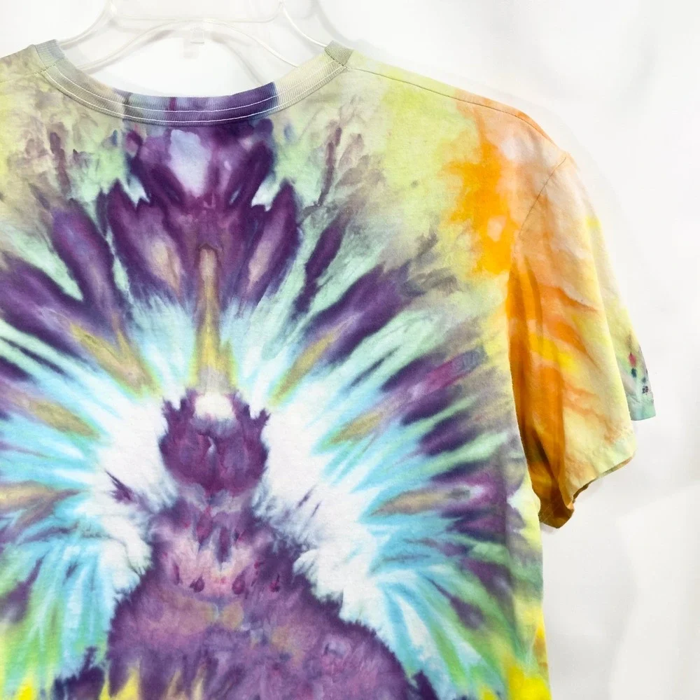 Fruit of‎ the Loom Large Top Handmade Tie Dye Shirt Colorful Purple Yellow 864
